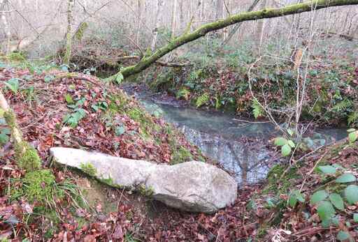 Borne cistercienne tombée dans le ruisseau